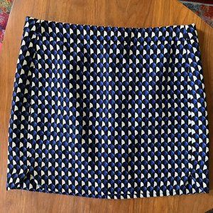 J. Crew Mini Skirt in Purple-and-Blue Retro Pattern